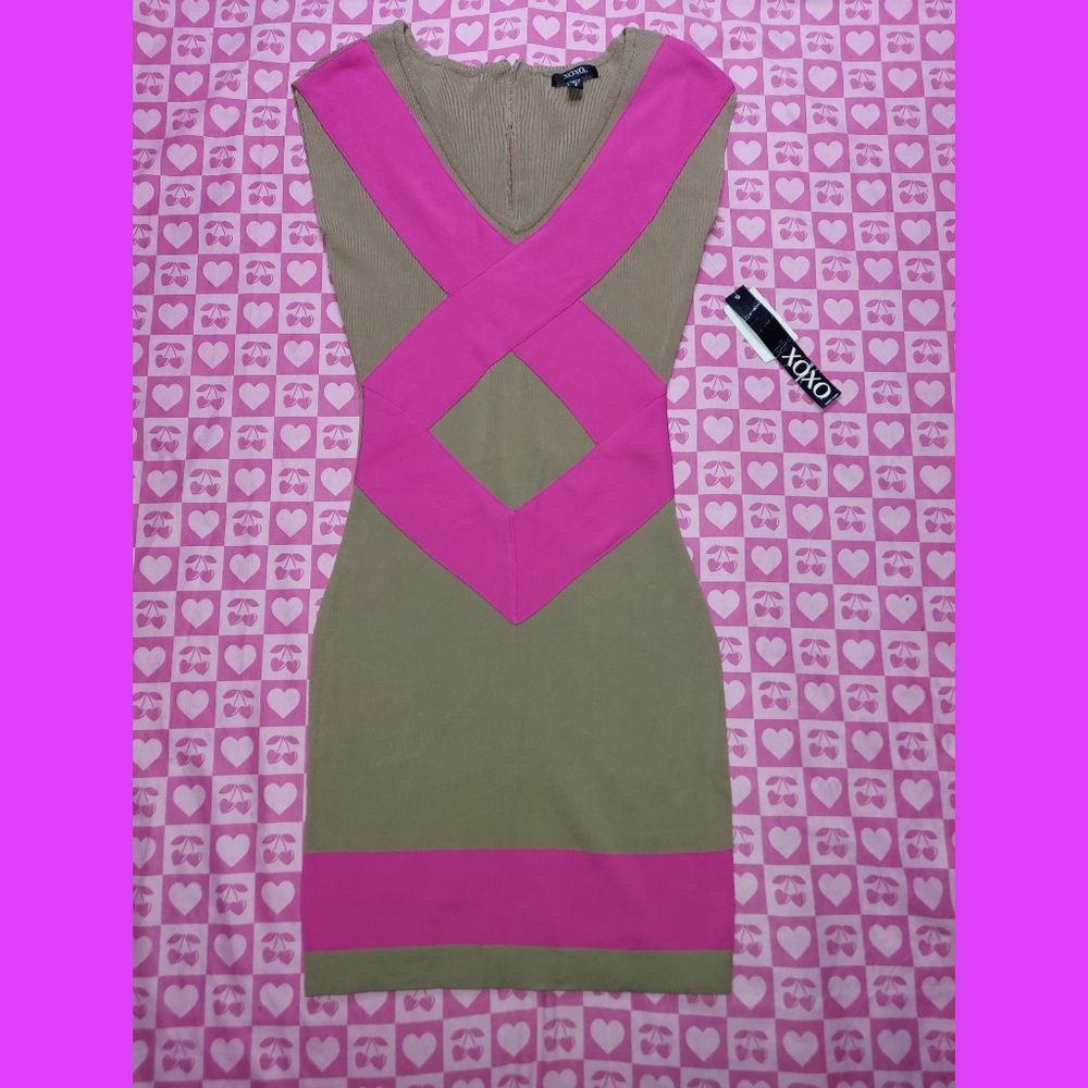 XOXO Pink & Tan Dress BNWT